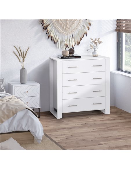 HOMCOM 4-Drawer Chest of Drawers, Storage Organizer Unit, White 831-295WT - pic 34366 | FastDaddyshop