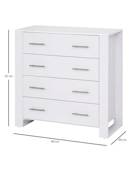 HOMCOM 4-Drawer Chest of Drawers, Storage Organizer Unit, White 831-295WT - pic 34367 | FastDaddyshop
