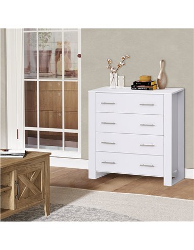 HOMCOM 4-Drawer Chest of Drawers, Storage Organizer Unit, White 831-295WT