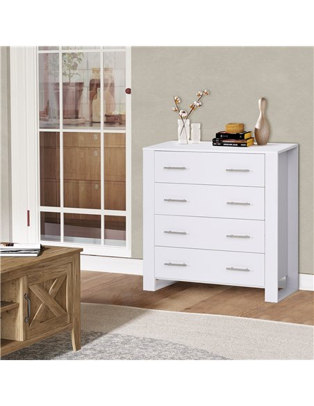 HOMCOM 4-Drawer Chest of Drawers, Storage Organizer Unit, White 831-295WT - pic 34368 | FastDaddyshop