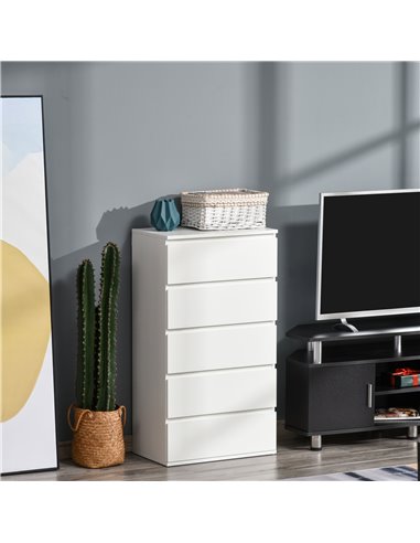 HOMCOM Chest of Drawer, 5 Drawers Storage Cabinet, White 831-337V01