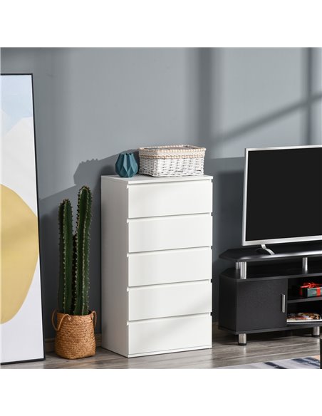 HOMCOM Chest of Drawer, 5 Drawers Storage Cabinet, White 831-337V01 - pic 34375 | FastDaddyshop