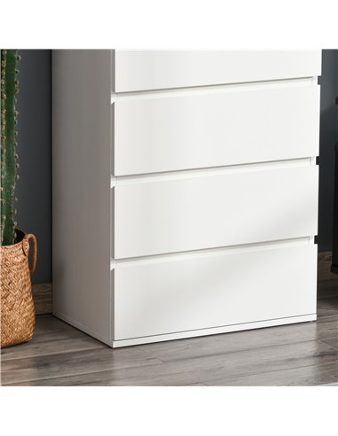 HOMCOM Chest of Drawer, 5 Drawers Storage Cabinet Freestanding Tower Unit Bedroom Living Room Furniture, White 831-337V01