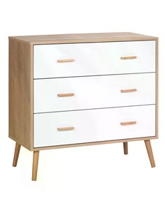 HOMCOM Chest of Drawers with 3 Drawers, Storage Organizer, White and Natural 831-472