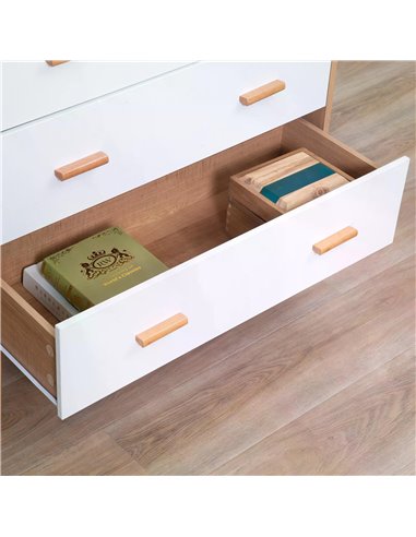 HOMCOM Chest of Drawers with 3 Drawers, Bedroom Cabinet, Storage Organizer for Living Room, White and Natural 831-472
