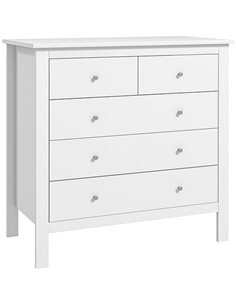 HOMCOM Modern Chest of Drawers, 5 Drawer Storage Cabinet, White 831-256V00WT