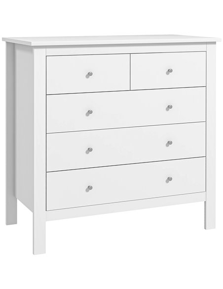 HOMCOM Modern Chest of Drawers, 5 Drawer Storage Cabinet, White 831-256V00WT - pic 34392 | FastDaddyshop