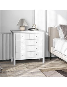 HOMCOM Modern Chest of Drawers, 5 Drawer Storage Cabinet, White 831-256V00WT 2