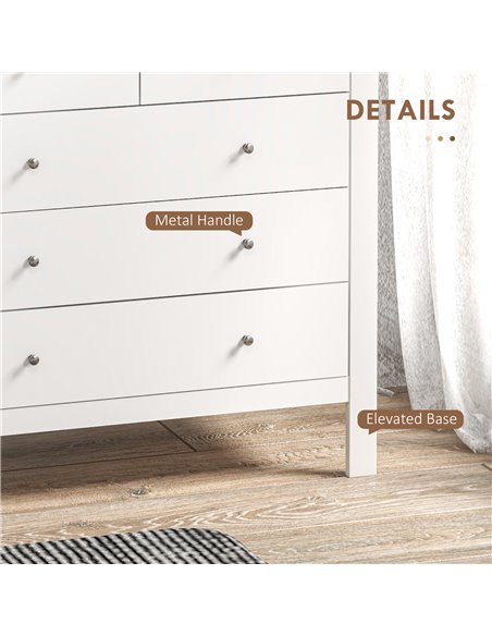 HOMCOM Modern Chest of Drawers, 5 Drawer Storage Cabinet with Metal Handles and Runners for Bedroom, White 831-256V00WT - pic 34396 | FastDaddyshop