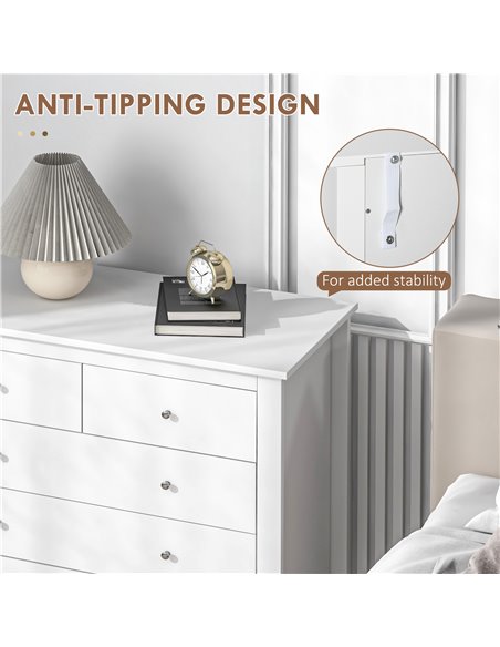 HOMCOM Modern Chest of Drawers, 5 Drawer Storage Cabinet with Metal Handles and Runners for Bedroom, White 831-256V00WT - pic 34397 | FastDaddyshop