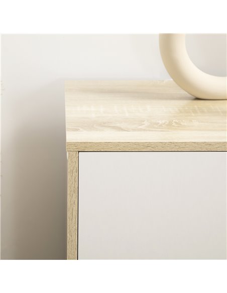 HOMCOM Wide Chest of Drawers, 6-Drawer Storage Organiser Unit with Wood Legs for Bedroom, Living Room, White and Light Brown 831 - pic 34417 | FastDaddyshop