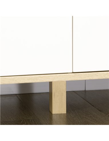 HOMCOM Wide Chest of Drawers, 6-Drawer Storage Organiser Unit with Wood Legs for Bedroom, Living Room, White and Light Brown 831