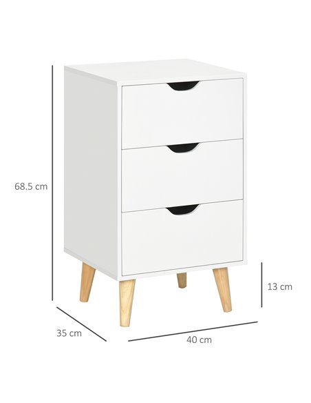 HOMCOM Chest of Drawers, 3-Drawer Storage Unit, White 831-594V00WT - pic 34421 | FastDaddyshop