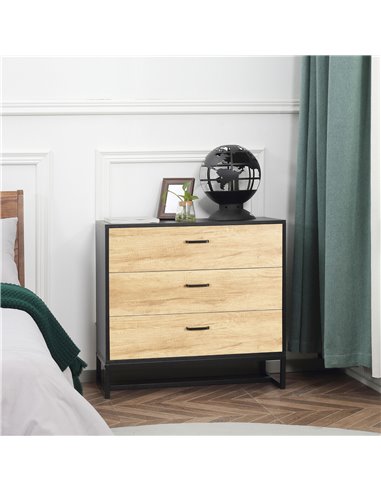 HOMCOM Drawer Chest, 3-Drawer Storage Cabinet Organiser, Natural 831-620V00MX
