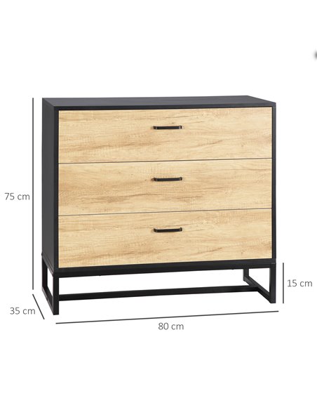 HOMCOM Drawer Chest, 3-Drawer Storage Cabinet Organiser, Natural 831-620V00MX - pic 34439 | FastDaddyshop