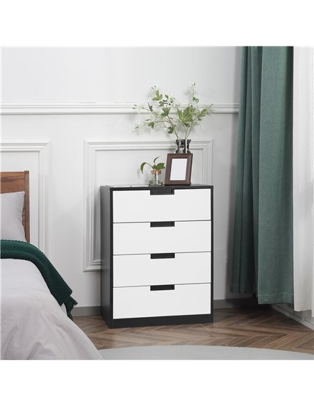 HOMCOM Drawer Chest, 4-Drawer Storage Cabinet Organiser, White and Black 831-619V00MX - pic 34447 | FastDaddyshop