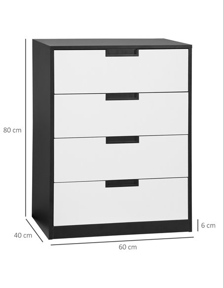 HOMCOM Drawer Chest, 4-Drawer Storage Cabinet Organiser, White and Black 831-619V00MX - pic 34448 | FastDaddyshop