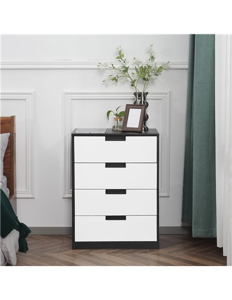 HOMCOM Drawer Chest, 4-Drawer Storage Cabinet Organiser for Bedroom, Living Room, 60cmx40cmx80cm, White and Black 831-619V00MX - pic 34452 | FastDaddyshop