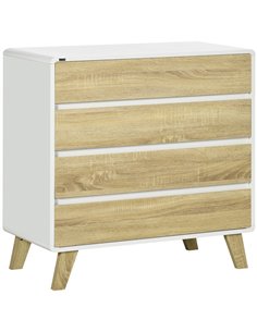 HOMCOM Drawer Chest, 4-Drawer Storage Organiser, White and Natural 831-613V00WT