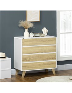 HOMCOM Drawer Chest, 4-Drawer Storage Organiser, White and Natural 831-613V00WT 2
