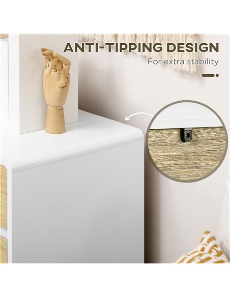 HOMCOM Drawer Chest, 4-Drawer Storage Organiser for Bedroom, Living Room, 80cmx40cmx79.5cm, White and Natural 831-613V00WT - pic 34460 | FastDaddyshop