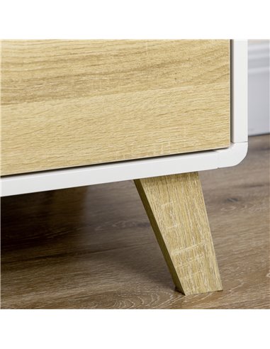 HOMCOM Drawer Chest, 4-Drawer Storage Organiser for Bedroom, Living Room, 80cmx40cmx79.5cm, White and Natural 831-613V00WT