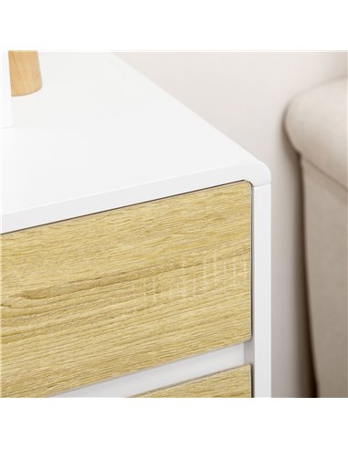 HOMCOM Drawer Chest, 4-Drawer Storage Organiser for Bedroom, Living Room, 80cmx40cmx79.5cm, White and Natural 831-613V00WT