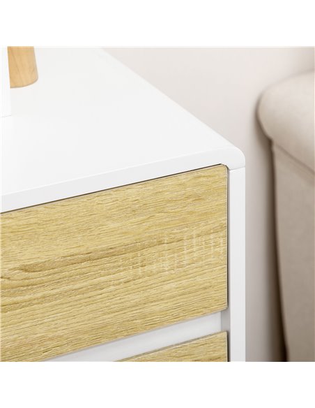 HOMCOM Drawer Chest, 4-Drawer Storage Organiser for Bedroom, Living Room, 80cmx40cmx79.5cm, White and Natural 831-613V00WT - pic 34462 | FastDaddyshop