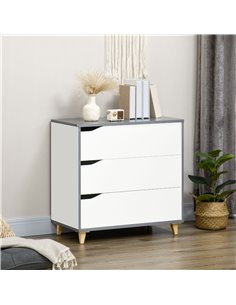 HOMCOM Drawer Chest, 3-Drawer Storage Cabinet Unit, White 831-526GY 2