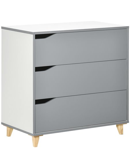HOMCOM Drawer Chest, 3-Drawer Storage Cabinet Unit, Grey 831-526WT - pic 34473 | FastDaddyshop