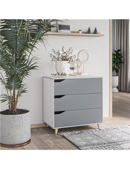 HOMCOM Drawer Chest, 3-Drawer Storage Cabinet Unit, Grey 831-526WT - pic 34474 | FastDaddyshop