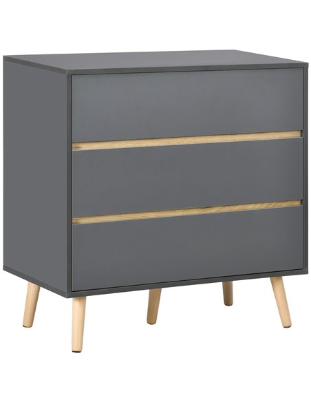 HOMCOM Drawer Chest, 3-Drawer Storage Organiser, Dark Grey 839-673V00CG - pic 34482 | FastDaddyshop