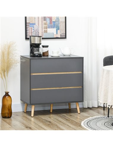 HOMCOM Drawer Chest, 3-Drawer Storage Organiser, Dark Grey 839-673V00CG