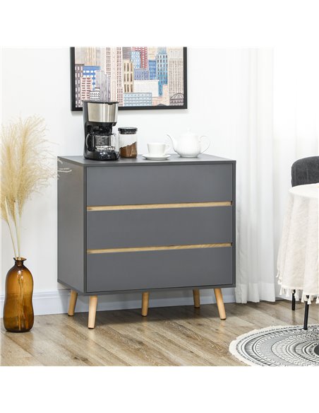 HOMCOM Drawer Chest, 3-Drawer Storage Organiser, Dark Grey 839-673V00CG - pic 34483 | FastDaddyshop