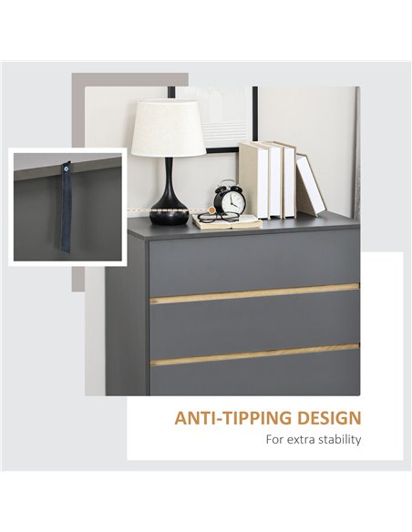 HOMCOM Drawer Chest, 3-Drawer Storage Organiser for Bedroom, Living Room, 80cmx40cmx80cm, Dark Grey 839-673V00CG - pic 34487 | FastDaddyshop