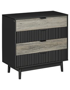 HOMCOM Drawer Chest, 4-Drawer Storage Organiser, Grey and Natural Tone 831-653V80GY