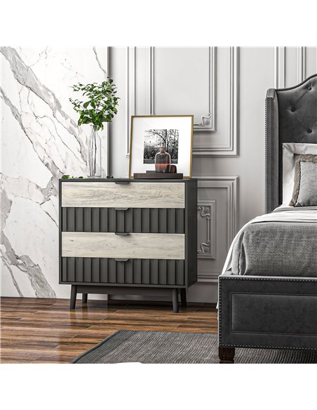 HOMCOM Drawer Chest, 4-Drawer Storage Organiser, Grey and Natural Tone 831-653V80GY - pic 34492 | FastDaddyshop