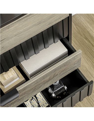 HOMCOM Drawer Chest, 4-Drawer Storage Organiser for Bedroom, Living Room, 80cmx35cmx80cm, Grey and Natural Tone 831-653V80GY