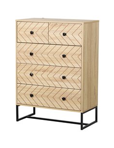 HOMCOM 5 Drawer Chest, Cabinet Storage Unit, Natural Wood Colour 831-260