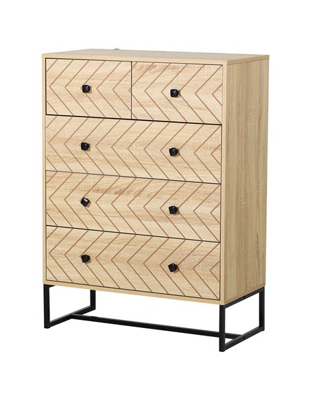 HOMCOM 5 Drawer Chest, Cabinet Storage Unit, Natural Wood Colour 831-260 - pic 34527 | FastDaddyshop
