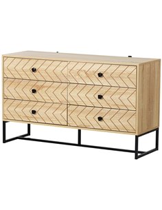 HOMCOM 6 Drawer Chest, Cabinet Storage Unit, Natural Wood Colour 831-258