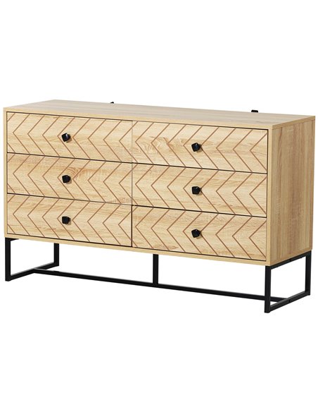 HOMCOM 6 Drawer Chest, Cabinet Storage Unit, Natural Wood Colour 831-258 - pic 34536 | FastDaddyshop