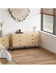 HOMCOM 6 Drawer Chest, Cabinet Storage Unit, Natural Wood Colour 831-258 2