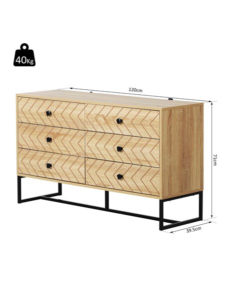 HOMCOM 6 Drawer Chest, Cabinet Storage Unit, Natural Wood Colour 831-258 - pic 34538 | FastDaddyshop