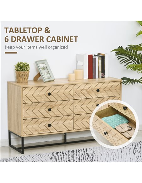 HOMCOM 6 Drawer Chest, Cabinet Storage Unit, Natural Wood Colour 831-258 - pic 34539 | FastDaddyshop