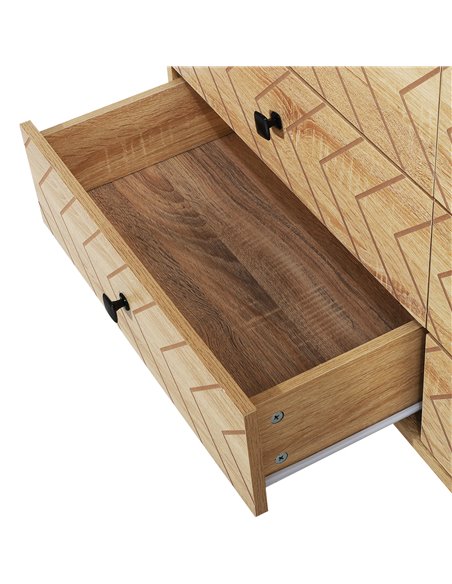 HOMCOM 6 Drawer Chest Sideboard Cabinet Storage Unit Hallway Bedroom Livingroom  Zig Zag Design w/ Black Metal Handles Anti Tip  - pic 34542 | FastDaddyshop