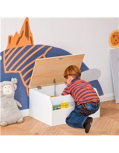 HOMCOM Wooden Kids Children Toy Box Storage Chest Organizer, White 311-020 2