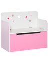 HOMCOM Kids Wooden Toy Storage Chest Chair 2 in 1 Design with Gas Stay Bar Safety Hinges Lid 60 x 30 x 50cm Pink 311-018PK
