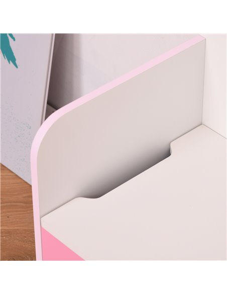 HOMCOM Kids Wooden Toy Storage Chest Chair 2 in 1 Design with Gas Stay Bar Safety Hinges Lid 60 x 30 x 50cm Pink 311-018PK - pic 34571 | FastDaddyshop