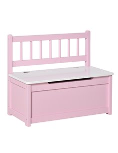 HOMCOM 2-IN-1 Wooden Toy Box Kids Seat Bench Storage Chest Cabinet Organizer with Safety Pneumatic Rod 60 x 30 x 50cm Pink 311-0